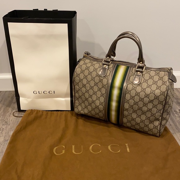 Gucci Handbags - Gucci Supreme GG Boston Web Monogram Satchel Bag